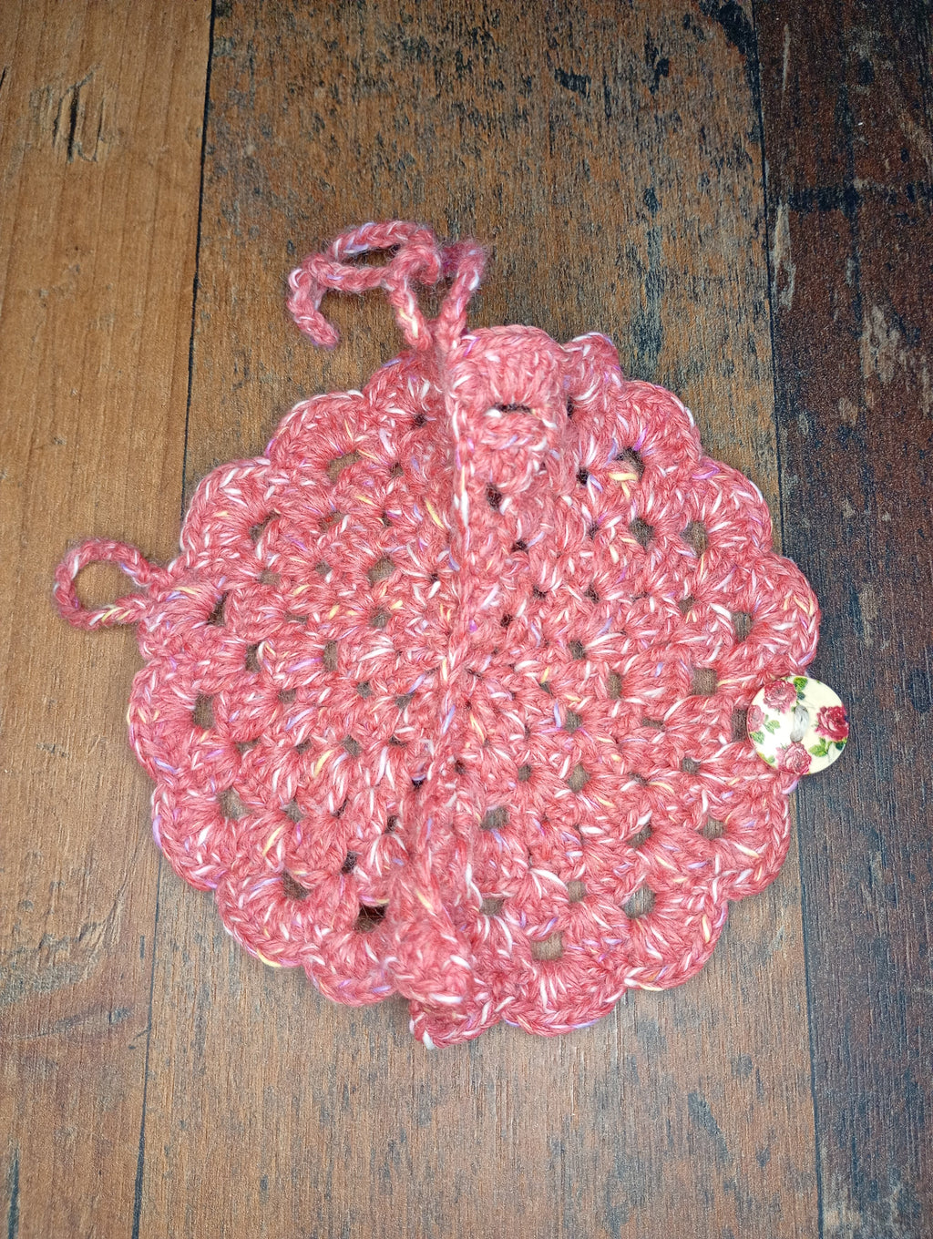 Gehäkelte Brillentasche Rosa geöffnet