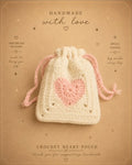 Gehäkelter Heart Pouch – Weiß-Rosa Beutel mit Herz