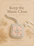 Gehäkeltes Kopfhörer-Täschchen – Granny Square Grau-Rosa