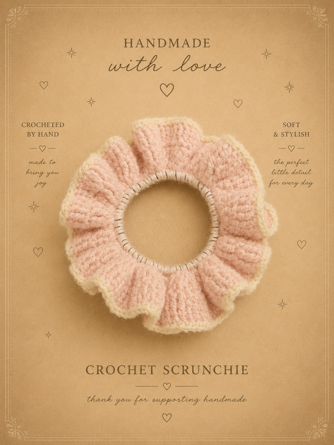 Gehäkelter Scrunchie Rosa – Produktkarte