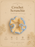 Gehäkelter Scrunchie – Gelb/Blau