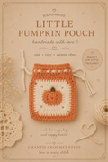 Gehäkelter Little Pumpkin Pouch – Produktbild mit Branding